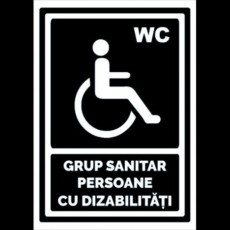 Indicator negru pentru grup sanitar persoane cu dizabilitati